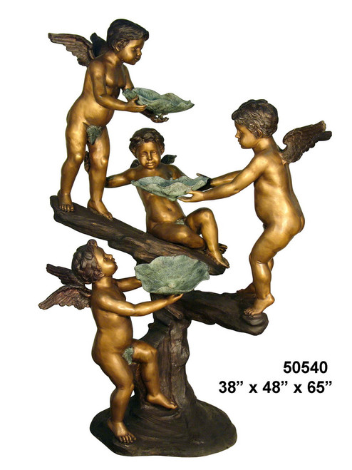 4 Cherubs With Lotus Leaves Fountain
