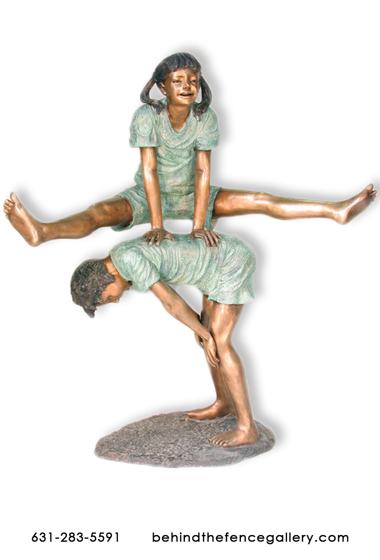 Bronze Kids Playing Leapfrog Statue - Large Bronze Kids Playing Leapfrog Statue - Large
