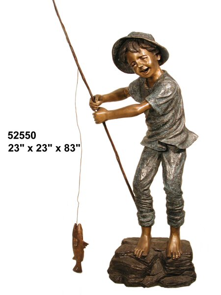 Bronze Fishing Boy