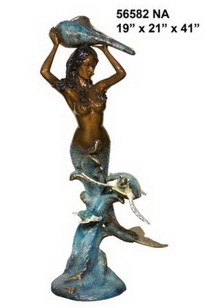 Bronze Mermaid With Turtle Fountain Bronze Mermaid With Turtle Fountain