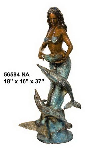 Bronze Mermaid With Dolphins Fountain Bronze Mermaid With Dolphins Fountain