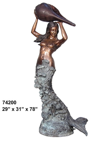 Bronze Mermaid Holding Shell Bronze Mermaid Holding Shell