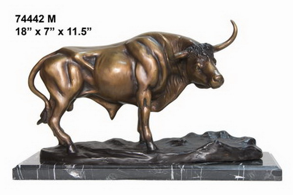 Bronze Bull with Marble Base  Bronze Bull with Marble Base