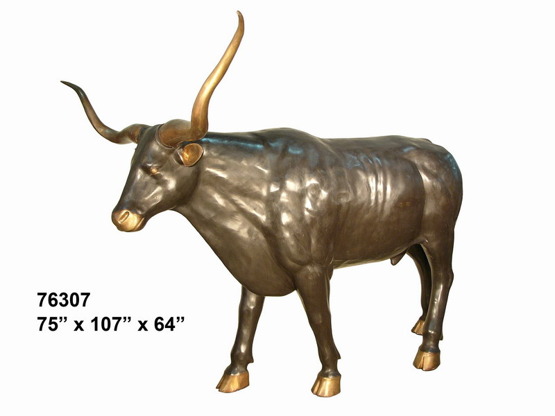 Bronze Longhorn Steer Statue