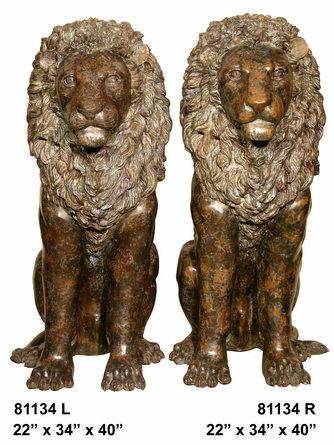 Pair of Bronze Lions
