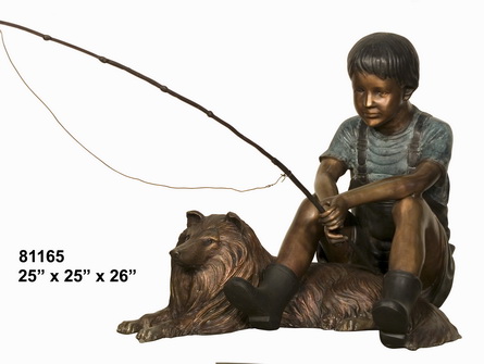 Boy and Dog Fishing Boy and Dog Fishing