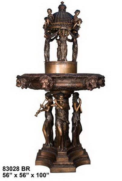 Bronze Four Seasons Two-Tier Fountain