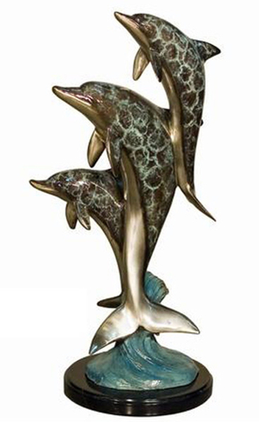 Bronze Three Dolphins on Marble base