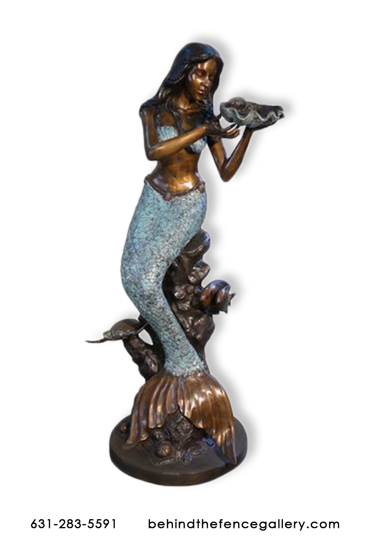 Bronze Mermaid with Shell Fountain Bronze Mermaid with Shell Fountain