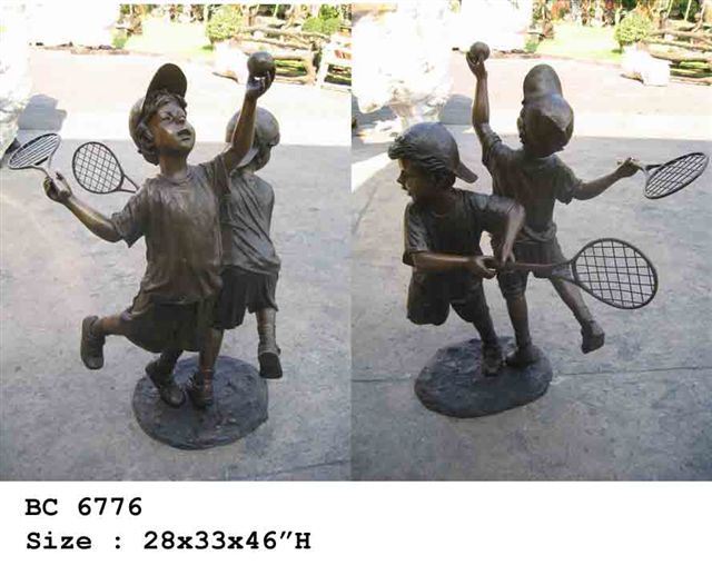 Bronze Boys Playing Tennis Bronze Boys Playing Tennis