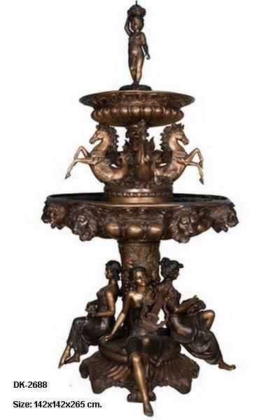 Bronze 3 Ladies Musical Fountain with Horses