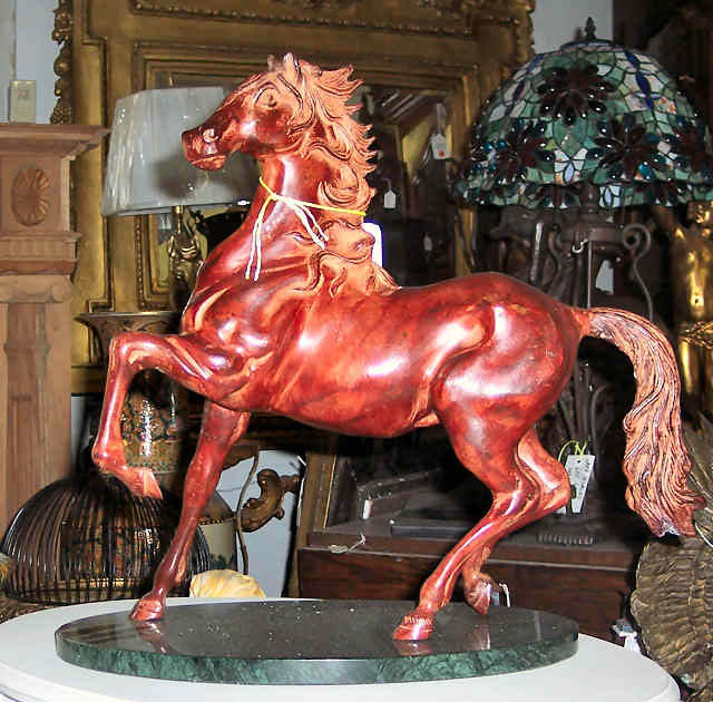 Brass with a Faux Bronze finish Horse on a Marble Base Brass with a Faux Bronze finish Horse on a Marble Base
