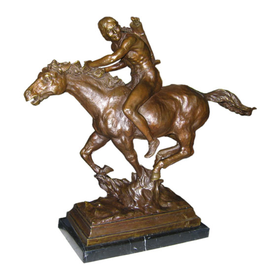 BRONZE INDIAN ON HORSE