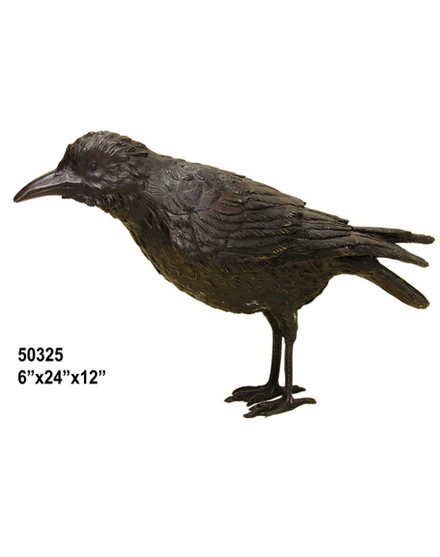 Bronze Standing Raven Sculpture