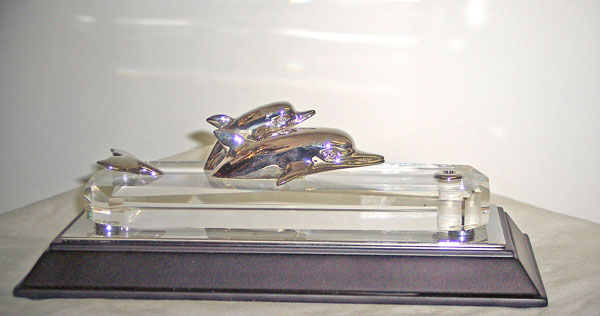 "Two Dolphins" on Lucite Base
