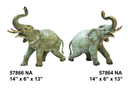 Bronze Elephant Pair with Trunk Up  Bronze Elephant Pair with Trunk Up