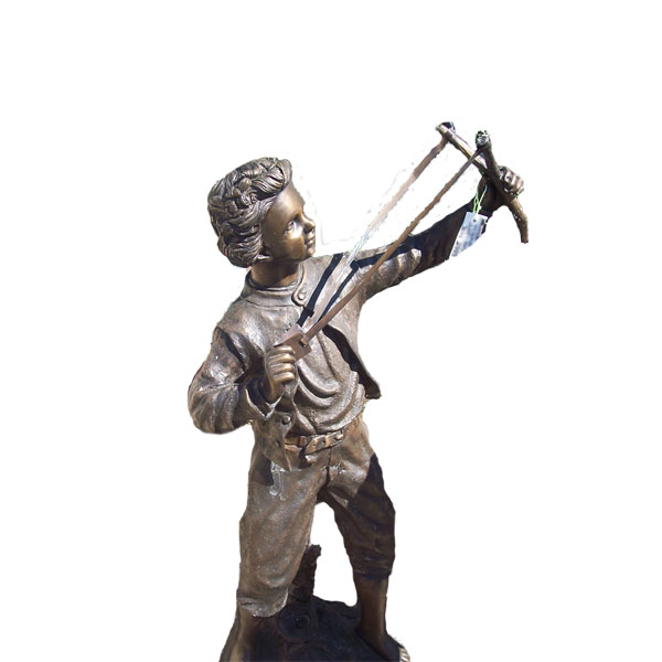 Bronze Boy Shooting Slingshot