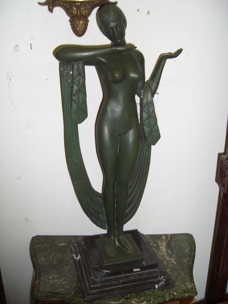 Bronze Nude Verdigris Statue on marble base Bronze Nude Verdigris Statue on marble base