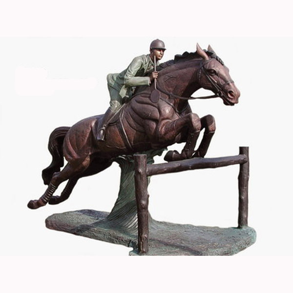 Bronze Jumping Horse with Rider Ht.97 in L.131 in W.82 in