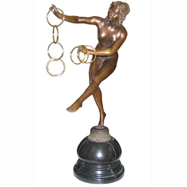 Bronze Deco Girl with Hoops Bronze Deco Girl with Hoops