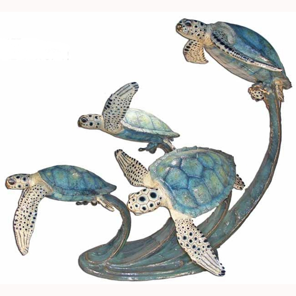 Bronze Four Turtle Swimming Bronze Four Turtle Swimming