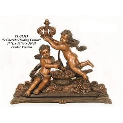 Bronze 2 Cherubs Holding Crown