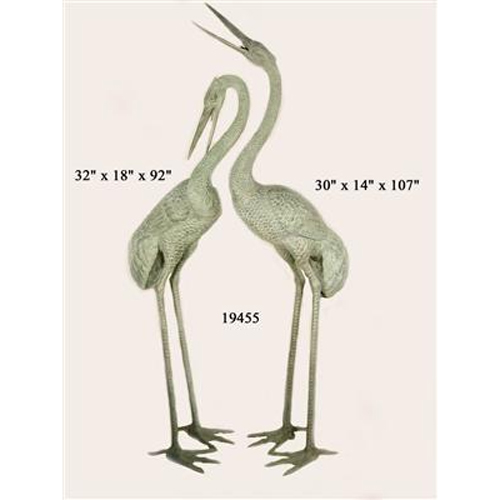 Bronze Pair of Giant Crane Fountains Bronze Pair of Giant Crane Fountains