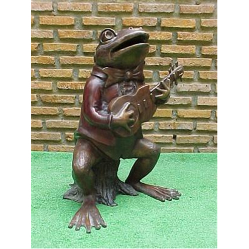 Bronze Frog With Guitar Fountain