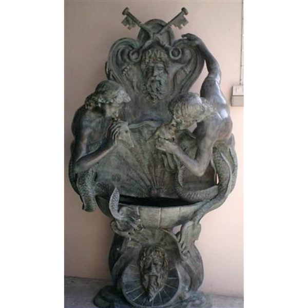 Bronze Neptune Gods Recirculating Wall Fountain