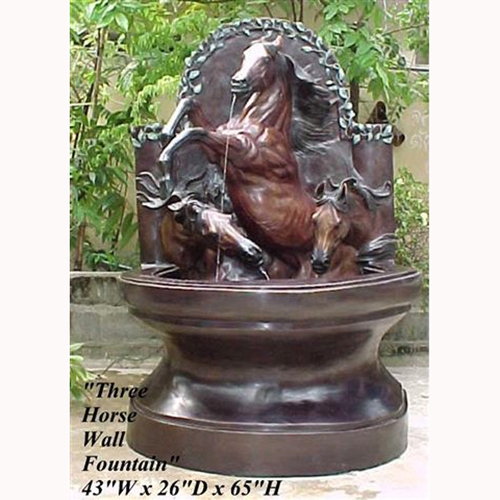Bronze Giant Three Horse Wall Fountain