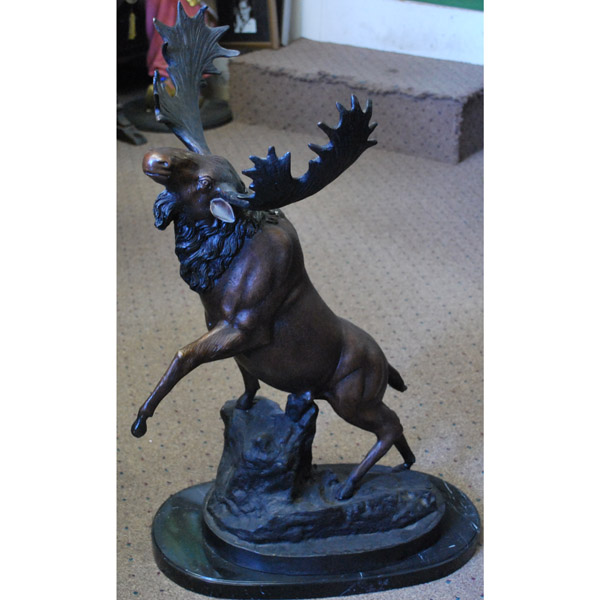 Bronze Moose with Marble Base Bronze Moose with Marble Base