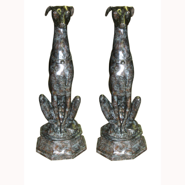 Pair of sitting Bronze Greyhound dogs Pair of sitting Bronze Greyhound dogs