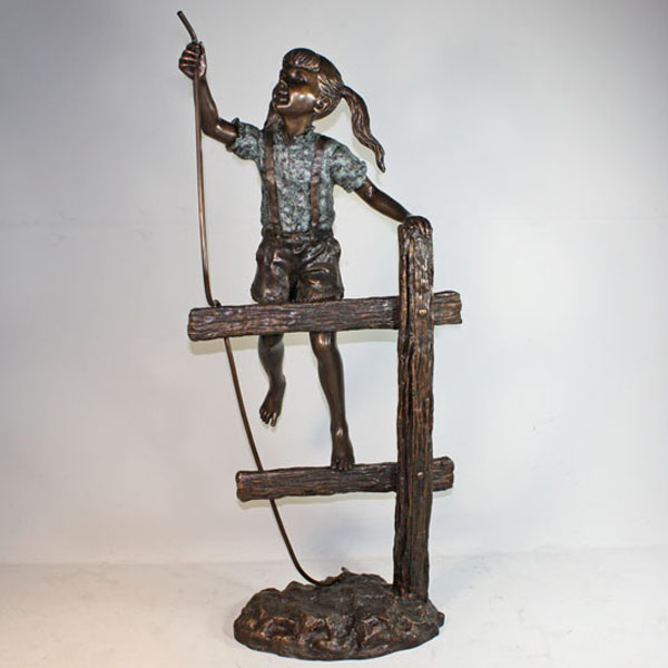 Girl Climbing Fence Bronze Girl Climbing Fence Bronze
