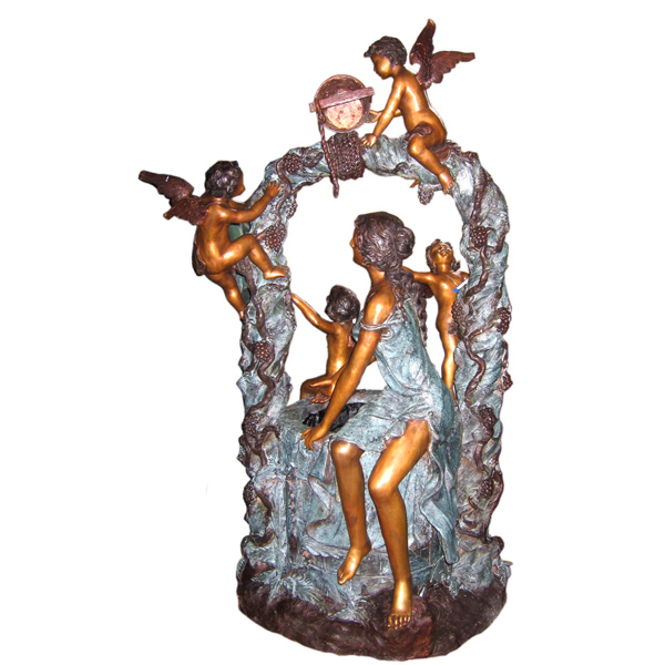 Bronze Woman and Angels at Well Fountain