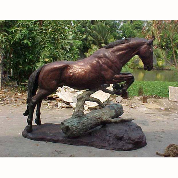 Bronze Horse jumping Log
