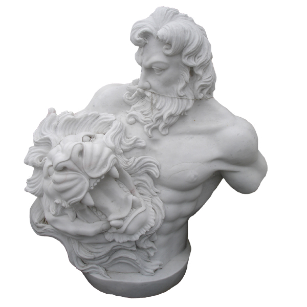 Marble Hercules Bust with Lion Head  Marble Hercules Bust with Lion Head