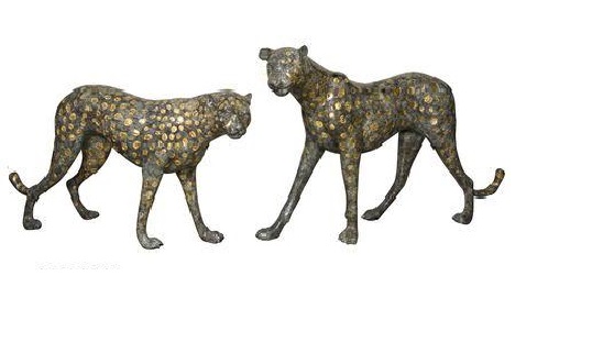 Bronze Cheetah Head Up/Down (Pair)