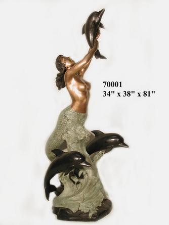 Bronze Mermaid With Dolphin Bronze Mermaid With Dolphin